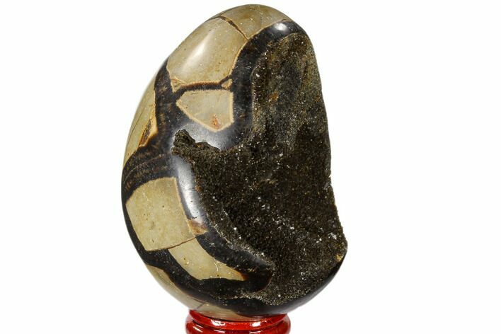Septarian Dragon Egg Geode - Black Crystals #118734